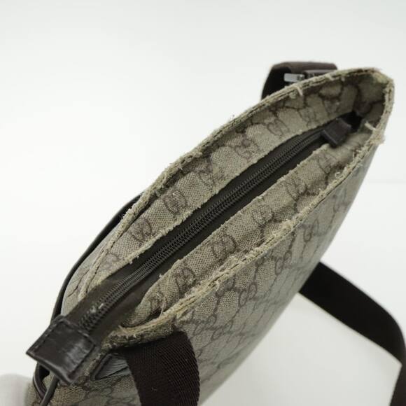 GUCCI GG Supreme Shoulder Bag Pvc Leather Beige Brown Silver - Picture 6 of 16